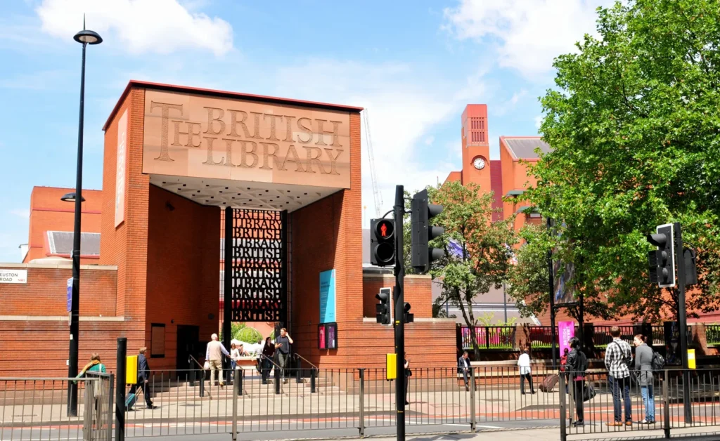 A view of the entrance to the British Library