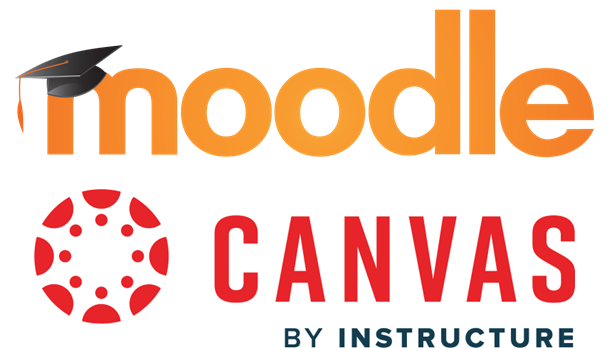 The logos of Moodle LMS and Canvas by Instructure
